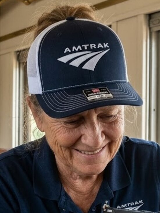 Amtrak Hat Train Railroad Embroidered Trucker Cap Richardson 112 Blue White New